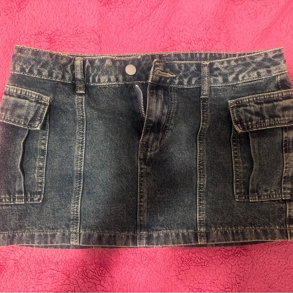 Denim Mini Skirt with Pockets